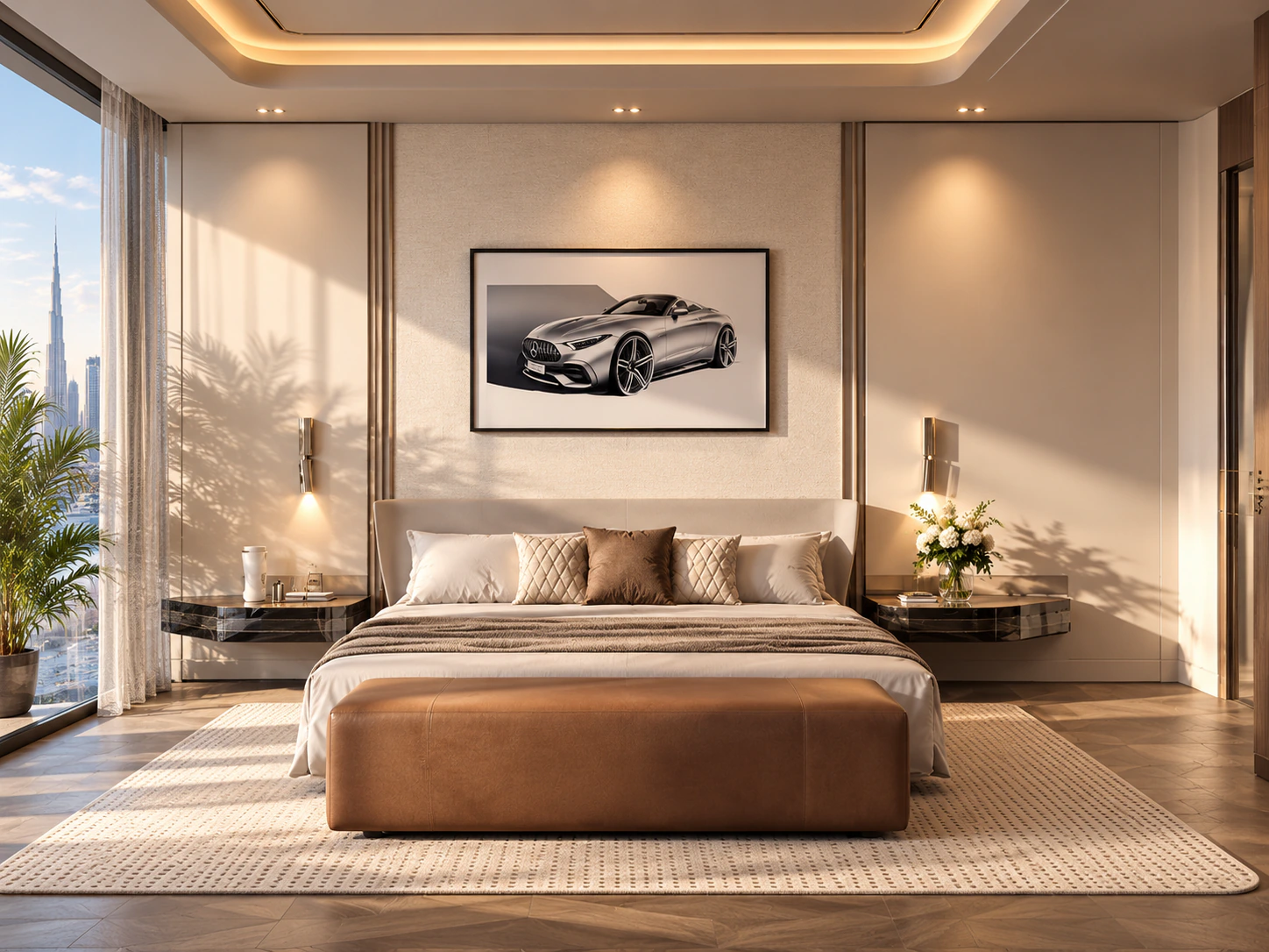 Quarto contemporâneo em Mercedes-Benz Places