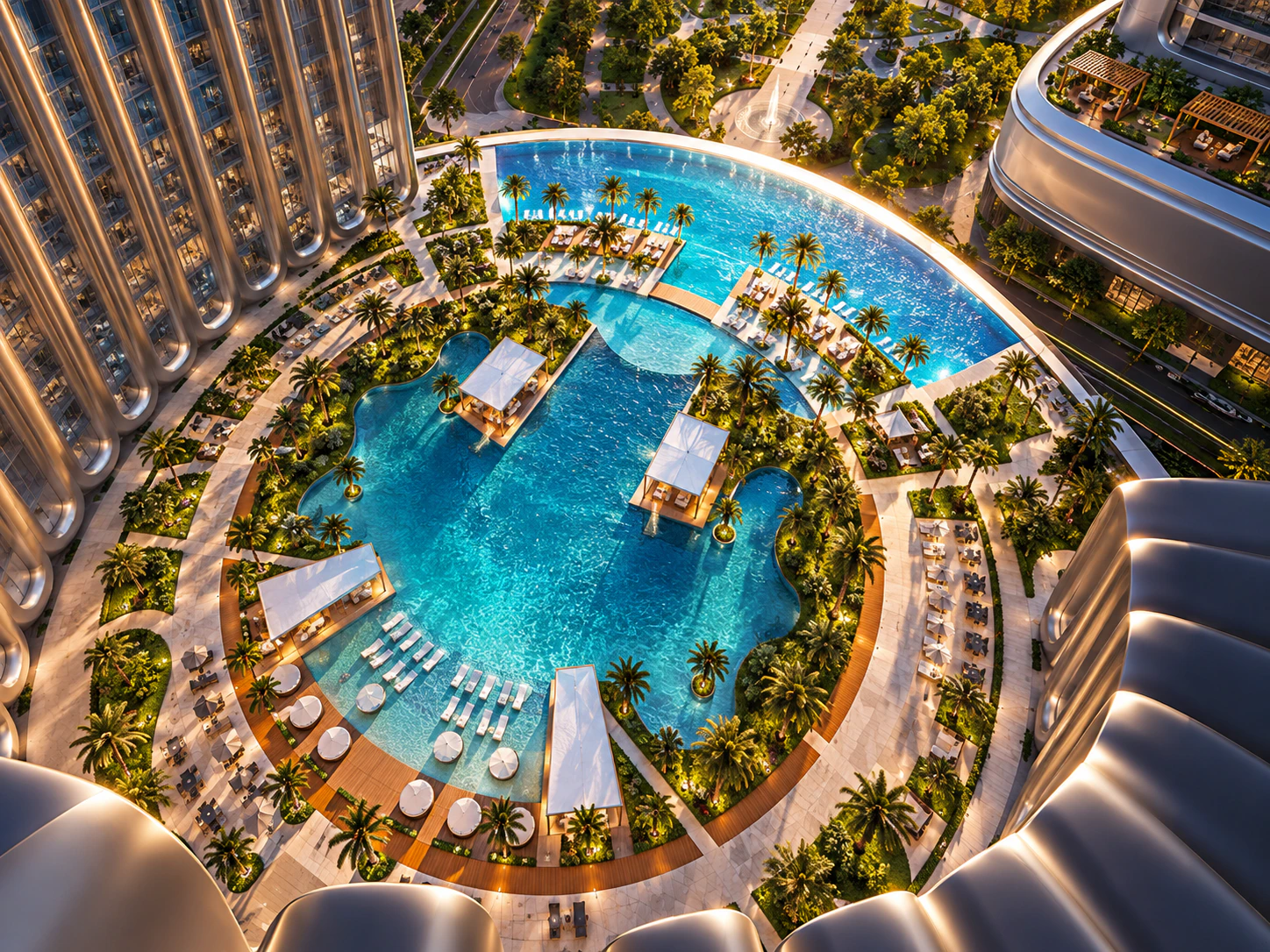 Piscina e paisagismo da comunidade Mercedes-Benz Places